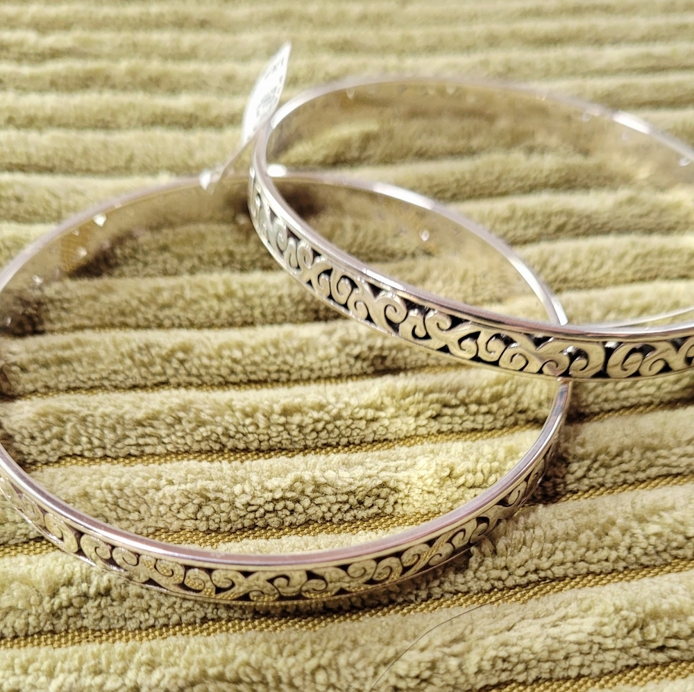 2 SILVER PLATED NARROW BANGLE  BRACELETS